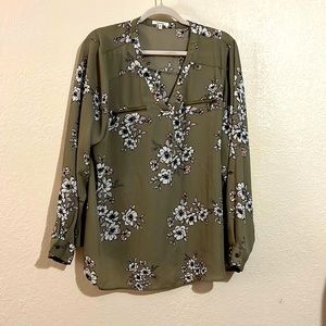 Sage green with pink and white flowers